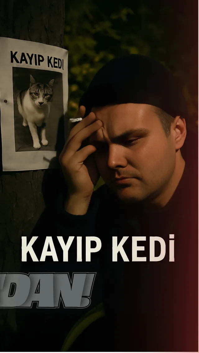 Kayıp kedi ilanının önünde adam